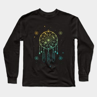 Indian Dream Catcher Mystic Stars Sacred Geometry Long Sleeve T-Shirt